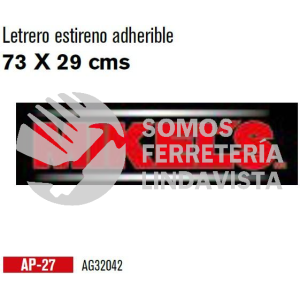 AP-27 LETRERO ESTIRENO ADHERIBLE (73X29 CM) MIKELS