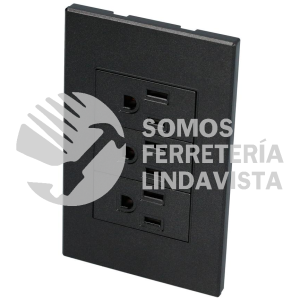 P628N PLACA 3 CONTACTOS 1/3, LINEA PREMIUM, COLOR NEGRO SURTEK