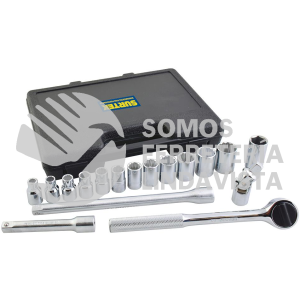 F5800M JUEGO DE DADOS Y ACCESORIOS CUADRO DE 1/2" METRICO, 17 PIEZAS SURTEK