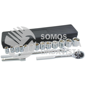 140443 JUEGO DE DADOS Y ACCESORIOS CUADRO DE 1/2" METRICO, 17 PIEZAS FOY