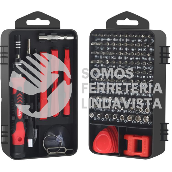 JDPU117 JUEGO PARA REPARACION DE CELULARES Y EQUIPO ELECTRICO, 117 PIEZAS URREA