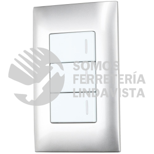 P423P PLACA 3 SWITCH 1/3, LINEA AMERICANA, COLOR PLATA SURTEK