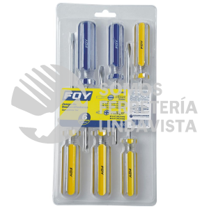 FDE6T JUEGO DE DESTORNILLADORES CON MANGO DE PVC COMBINADOS, 6 PIEZAS FOY