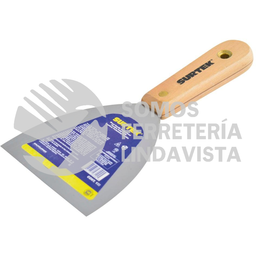 123102 ESPATULA FLEXIBLE DE ACERO DE ALTO CARBON CON MANGO DE MADERA 2" SURTEK