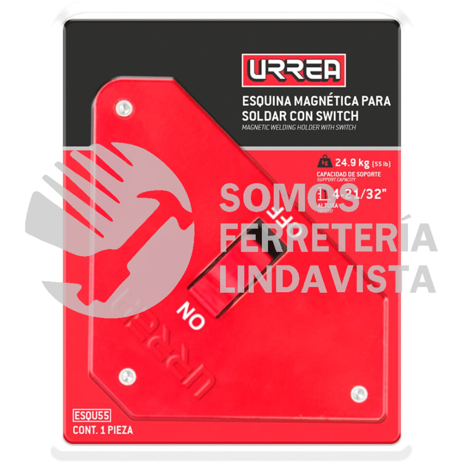 ESQU55 ESQUINA MAGNETICA PARA SOLDAR MULTIANGULAR CON SWITCH 4-21/32", 55 LB URREA