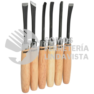 120050 JUEGO DE GURBIAS MANUALES CON MANGO DE MADERA, 6 PIEZAS SURTEK