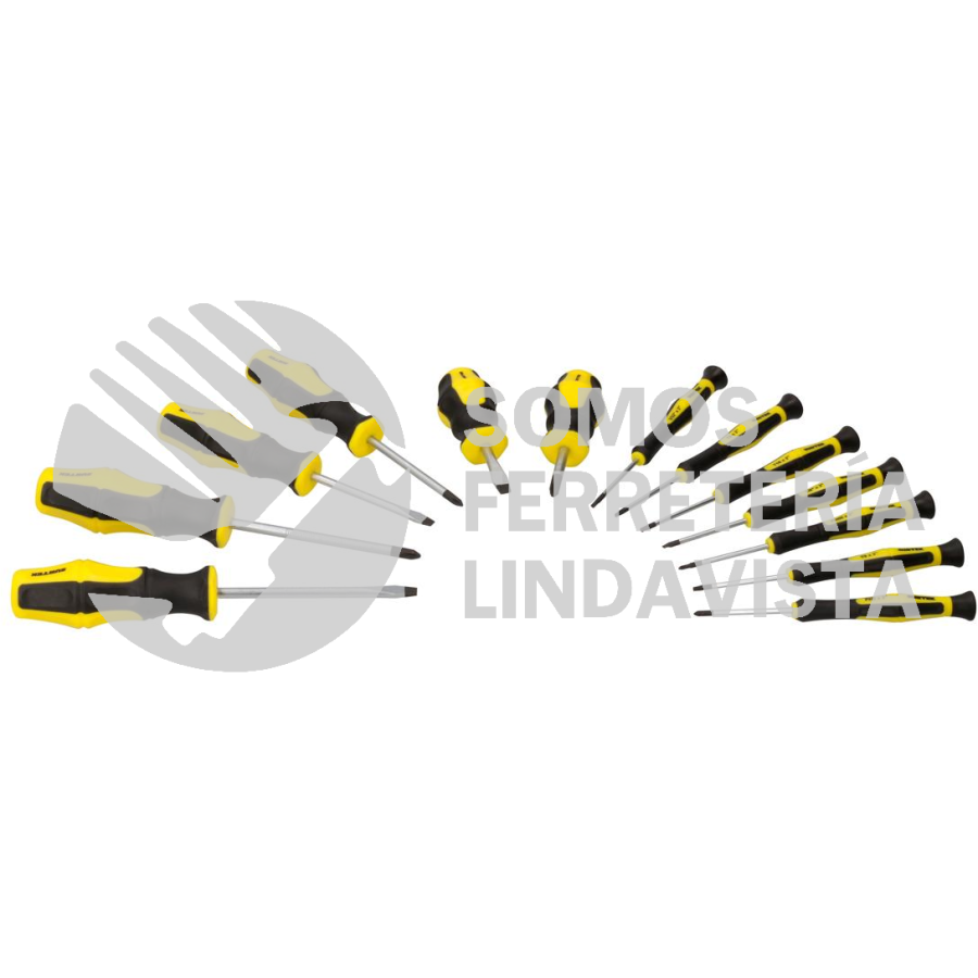 JDB13 JUEGO DE DESTORNILLADORES CON MANGO BIMATERIAL EN BLISTER COMBINADOS, 13 PIEZAS SURTEK
