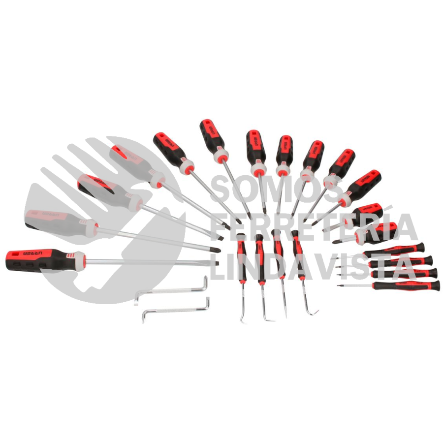 JDT25 JUEGO DE DESTORNILLADORES CON MANGO TRIMATERIAL Y ACCESORIOS, 23 PIEZAS URREA