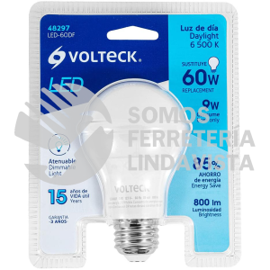 48297 LED-60DF LAMPARA DE LED ATENUABLE TIPO BULBO 9 W LUZ DE DIA BLISTER VOLTECK