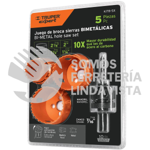 100815 KITB-5X JUEGO DE 4 BROCASIERRAS BIMETALICAS Y 1 MANDRIL TRUPER