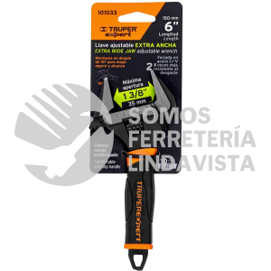 101033 PET-6XA LLAVE AJUSTABLE (PERICO) 6" BOCA ANCHA COMFORT GRIP TRUPER