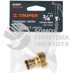 101597 CLICK-MM CONECTOR 3/4" RAPIDO MACHO DE LATON SISTEMA CLICK TRUPER