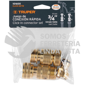 101600 CLICK-SETM JUEGO DE 5 CONECTORES 3/4" RAPIDOS DE LATON SISTEMA CLICK TRUPER