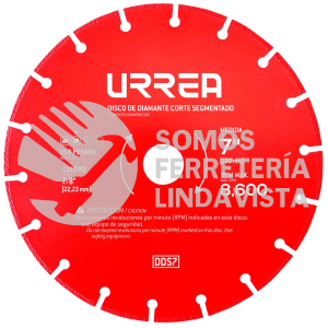 DDS7 DISCO DE DIAMANTE SEGMENTADO, 7" URREA