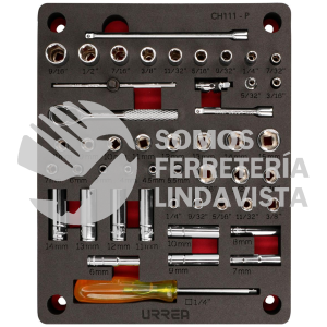 CH111P JUEGO DE DADOS Y ACCESORIOS CUADRO DE 1/4" COMBINADO, 48 PIEZAS URREA