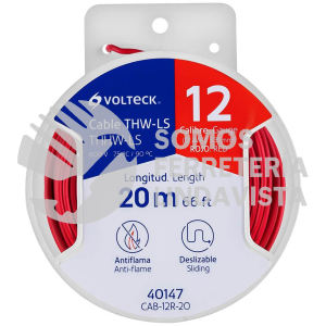 40147 CAB-12R-20 CARRETE CON 20 M DE CABLE THHW-LS 12 AWG ROJO VOLTECK