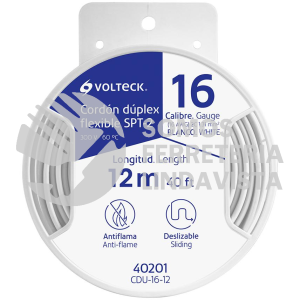 40201 CDU-16-12 CARRETE CON 12 M CORDON DUPLEX FLEXIBLE SPT 16 AWG VOLTECK