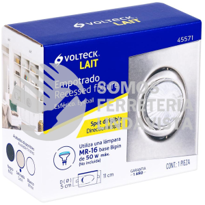 45571 EMP-118S LUMINARIO CUADRADO SATIN SPOT ESFERICO LAMPARA NO INCLUIDA VOLTECK