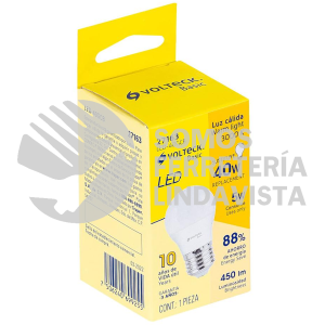 27163 LED-40GCB LAMPARA DE LED TIPO BULBO G45 5 W LUZ CALIDA CAJA BASIC VOLTECK