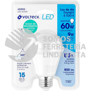 46993 LED-60SM LAMPARA LED TIPO BULBO A19 9 W CON SENSOR DE MOVIMIENTO VOLTECK