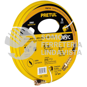 20662 MAN-PI-5-1/4P MANGUERA DE PVC PARA COMPRESOR 5 M X 1/4" PRETUL