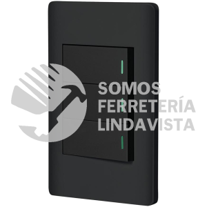 47889 PA-APTR-LN PLACA ARMADA NEGRA 3 INTERRUPTORES 1 MODULO LISBOA VOLTECK