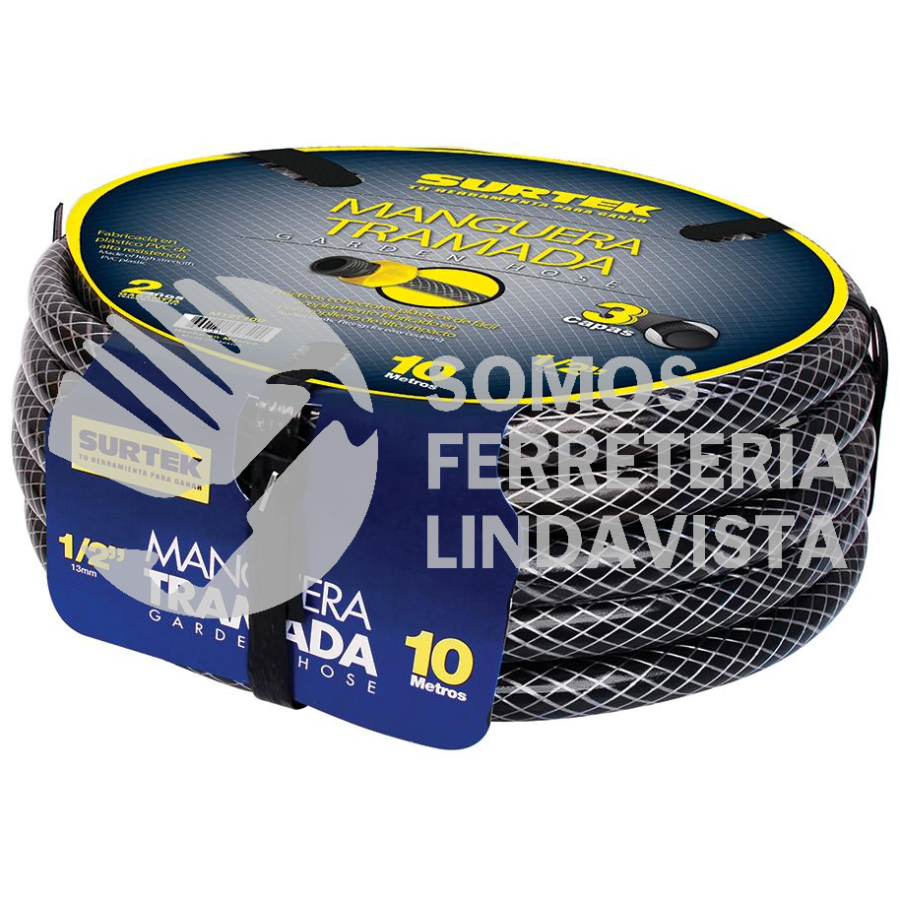 M12T15P MANGUERA PARA JARDIN TRAMADA GRIS CON CONECTORES PLASTICOS 1/2", 15 M SURTEK