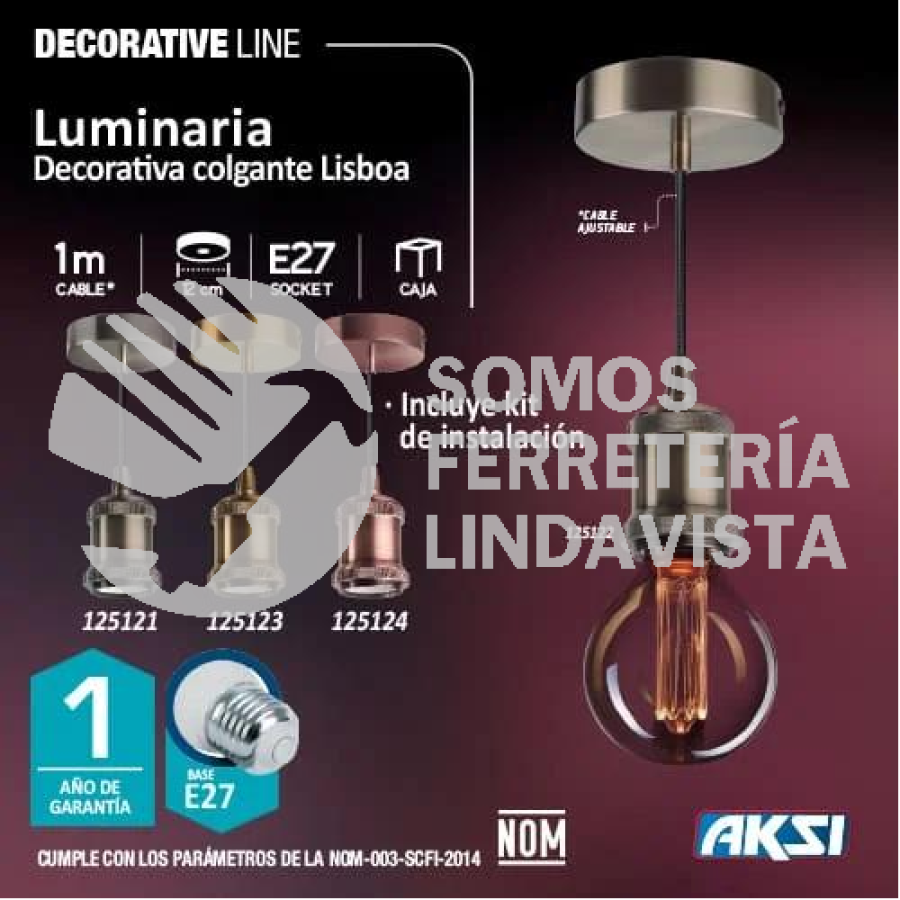 125103 LUMINARIO COLGANTE BASIC - RED BRONZE RUGOSO (1 MT) AKSI ...