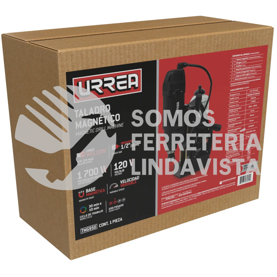 TMG950 TALADRO MAGNETICO 1/2" 1700 W,110/220 V, 100-810 RPM URREA