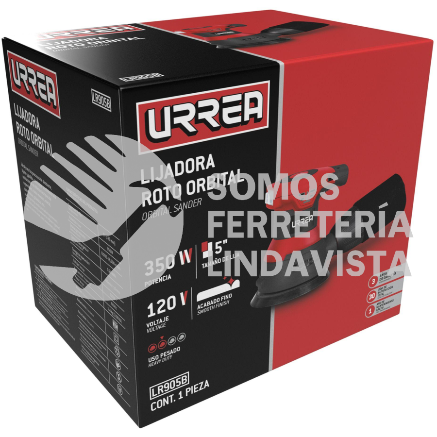 LR905B LIJADORA ROTO ORBITAL 5" 350 W 120 V, 12000 RPM URREA