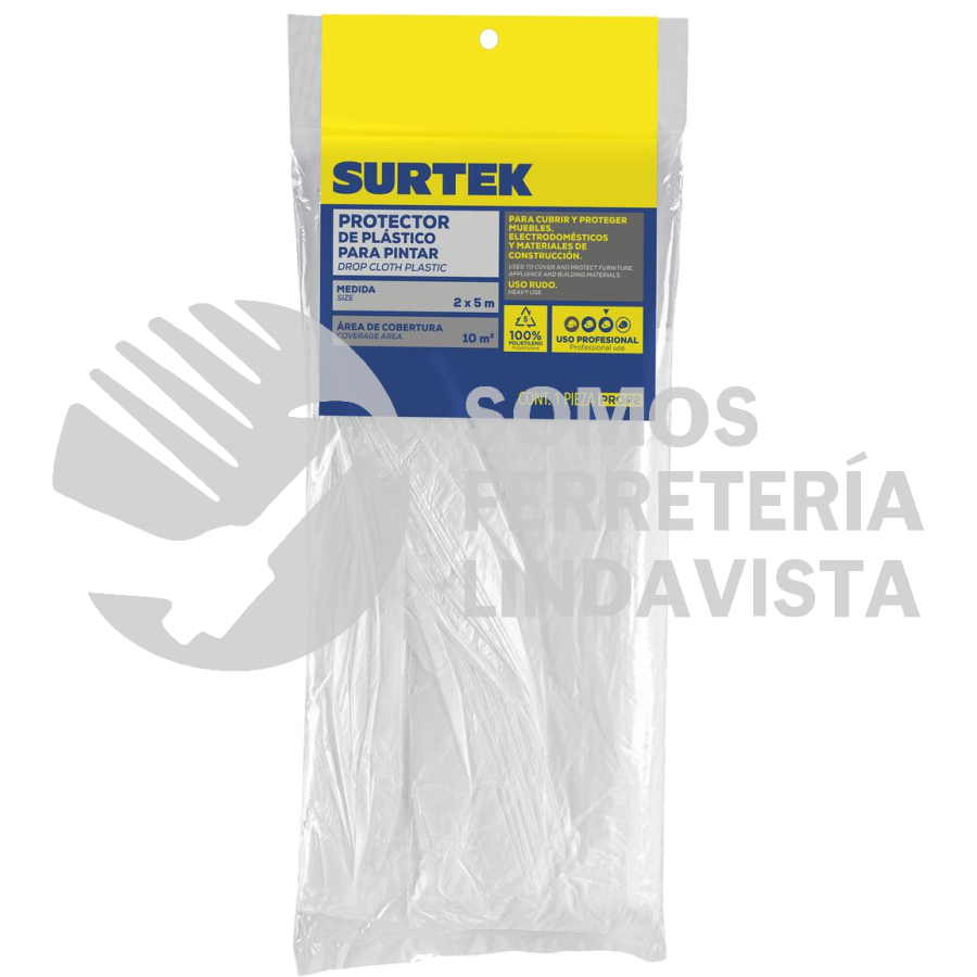 PROP3 PROTECTOR DE PLÁSTICO PARA PINTAR 2 X 5 M SURTEK