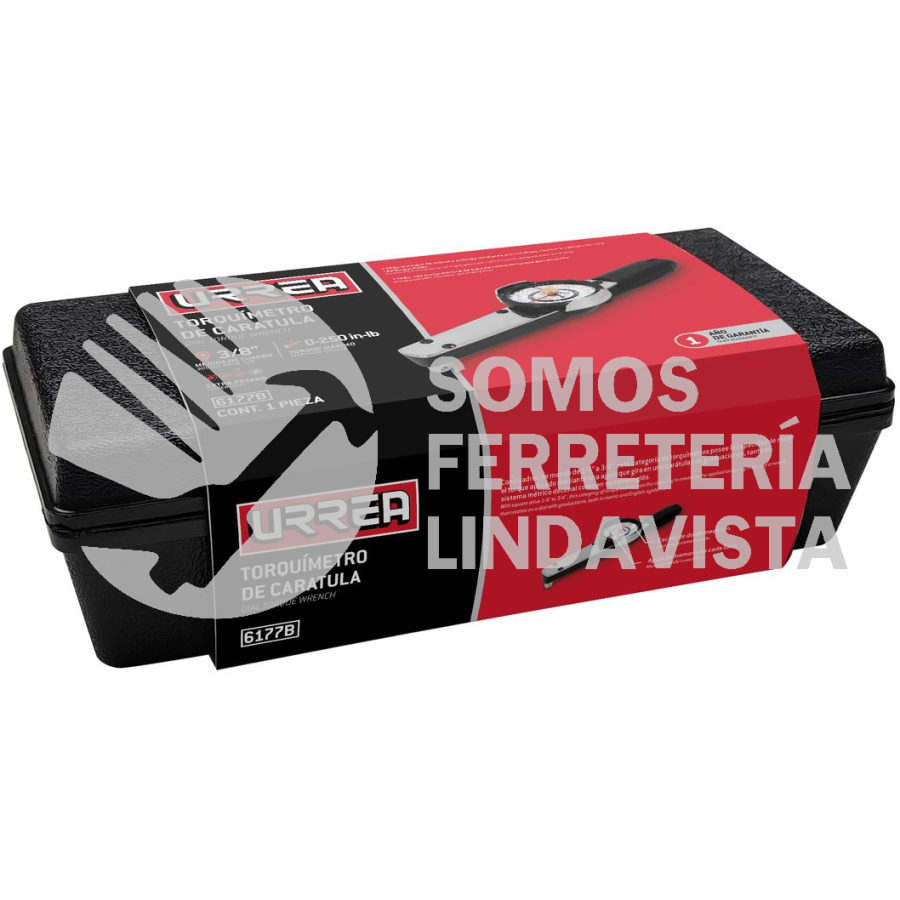 6177B TORQUÍMETRO DE CARÁTULA CUADRO DE 3/8", 0-250 IN-LB URREA