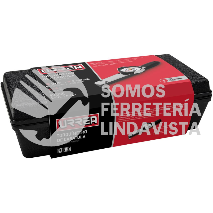 6178B TORQUÍMETRO DE CARÁTULA CUADRO DE 3/8", 0-300 IN-LB URREA