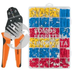 103328 PCT-8K KIT DE CRIMPADORA Y 500 TERMINALES CON AISLAMIENTO, TRUPER
