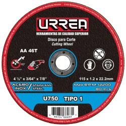 U750 DISCO ABRASIVO TIPO 1 PARA ACERO INOXIDABLE 4-1/2