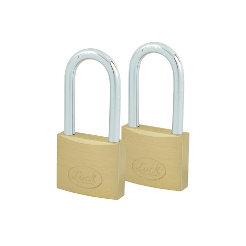 L20L25EB JUEGO DE 2 CANDADOS DE LATON LARGOS 25 MM, LLAVE ESTANDAR LOCK