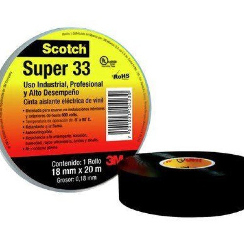 SUPER33 CINTA AISLANTE DE VINIL USO INDUSTRIAL 18MMX20M SCOTCH 3M