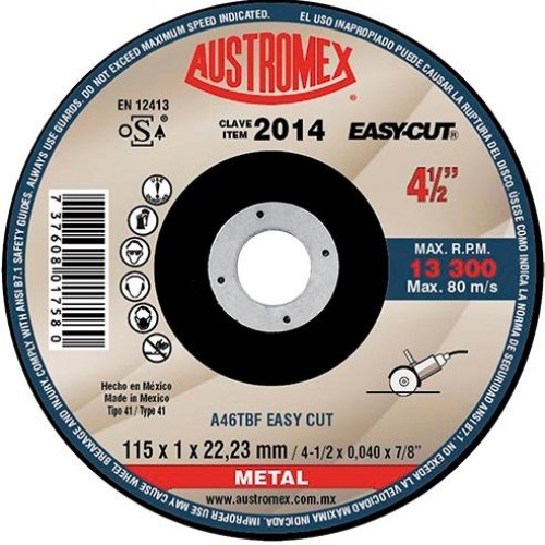 2014 DISCO PARA CORTE DE METAL EASY-CUT TIPO 41 GRANO 46 (4-1/2