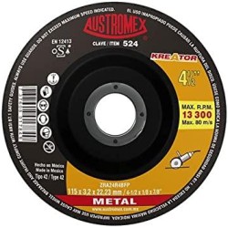 524 DISCO CON CENTRO DEPRIMIDO PARA CORTE DE METAL KREATOR TIPO 42 GRANO 24 (4-1/2