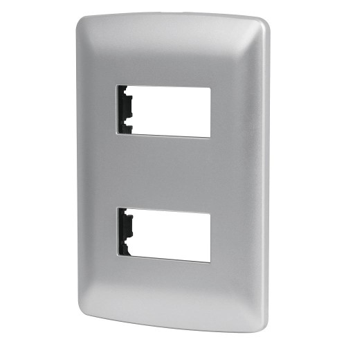 46398 PPDO-IP PLACA 2 MODULOS DE ABS LINEA ITALIANA COLOR PLATA VOLTECK