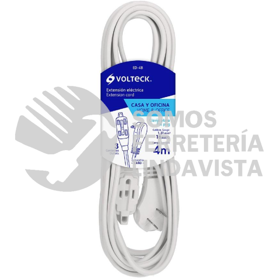 48012 ED4B EXTENSION ELECTRICA DOMESTICA 4 M BLANCA CON CLAVIJA PLANA