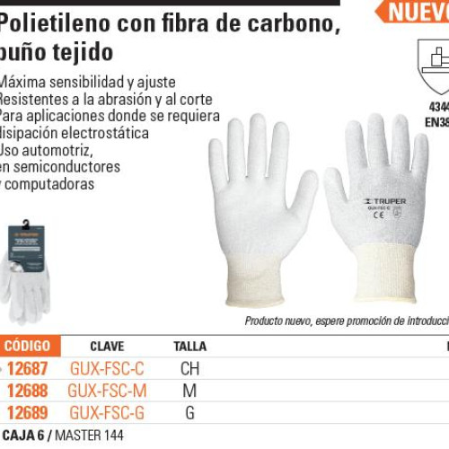 12688 GUX-FSC-M GUANTES DE FIBRA DE CARBONO MEDIANOS TRUPER