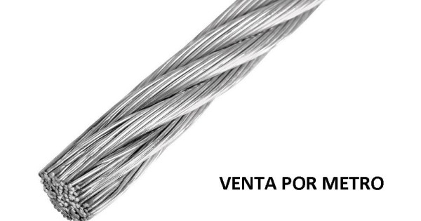 METRO DE CABLE RÍGIDO 3/16 DE ACERO 7X7 HILOS, 75 M, FIERO