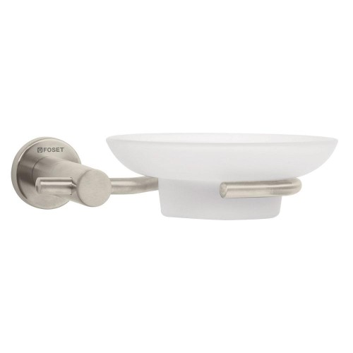 49675 ELA-74N JABONERA METALICA SATIN CON PLATO DE VIDRIO FOSET ELEMENT