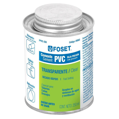 49563 PPVC-250 CEMENTO PARA PVC EN BOTE DE 250 ML BAJA PRESION FOSET