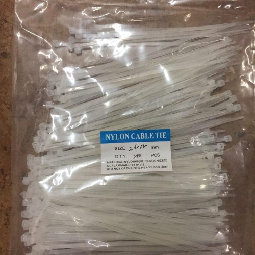 NYLON66 CINCHO DE PLASTICO 250 X 4 8MM BLANCO NYLON 100 PIEZAS CABLE TIE