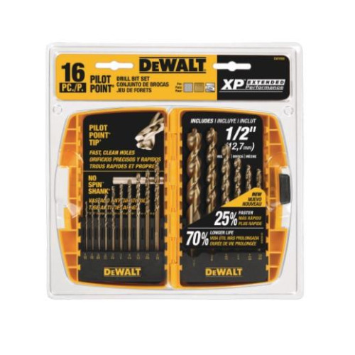 DW1956 SET 16 BROCAS HSS PUNTA PILOTO RECUBRIMIENTO OLD FERROUS DEWALT