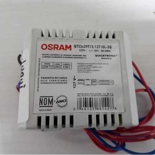 QTS2X39T12/127 BALASTRO ELECTRONICO DE ENCENDIDO INSTANTANEO 2X39W T-12 127V OSRAM