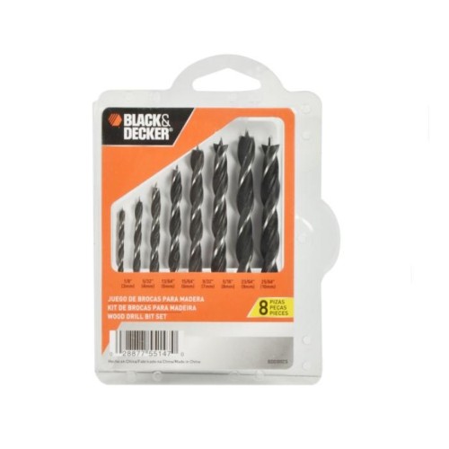 BD0100CS JUEGO DE BROCAS PARA MADERA 8 PZAS 1/8