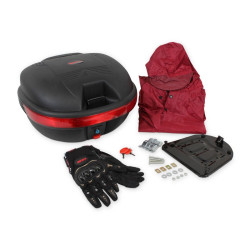 PKM-31 PAQUETE CAJA PARA MOTO 31 LITROS GUANTES E IMPERMEABLE MIKELS